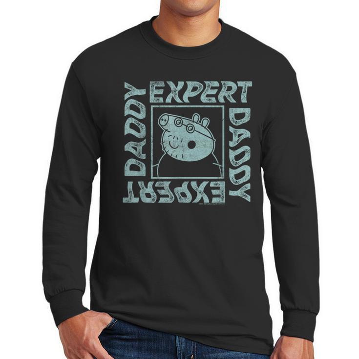 Peppa Pig Father's Day Expert Daddy Vintage Faded Box Logo Men Long Sleeve T-Shirt