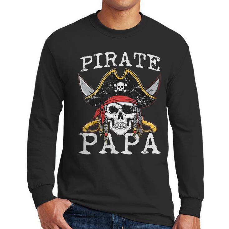 Pirate Papa Skull Family Matching Costume Dad Grandpa Men Men Long Sleeve T-Shirt