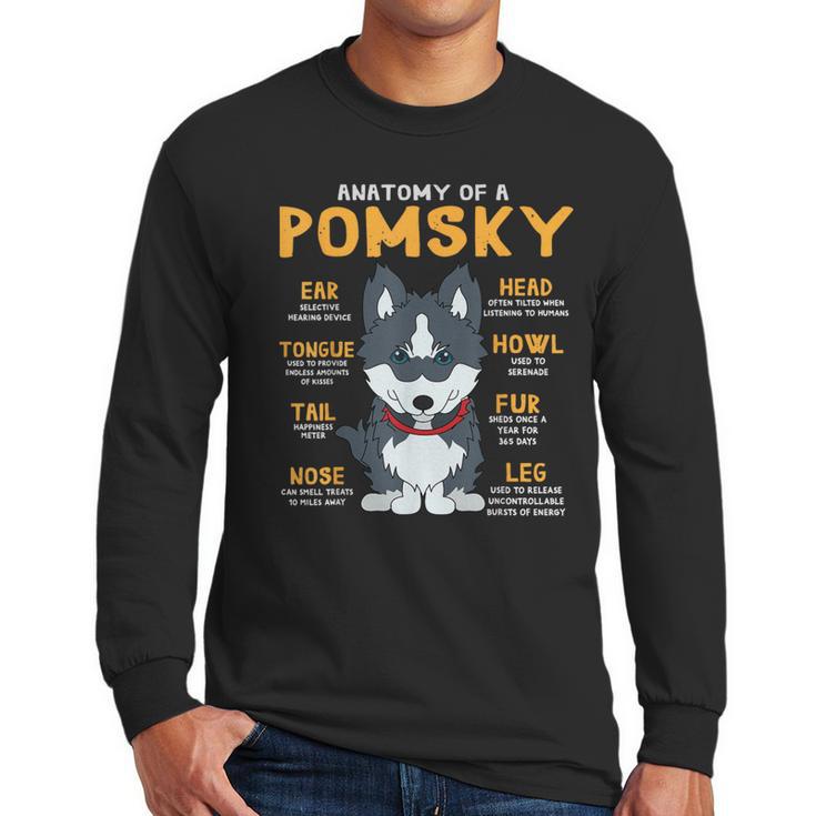 Pomsky Anatomy Dog Mom Dad Men Long Sleeve T-Shirt Pomsky Anatomy Dog Mom Dad Men Long Sleeve T-Shirt