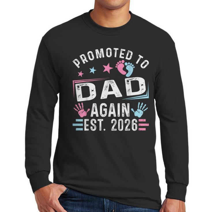 Promoted To Dad Again Est 2026 Vintage Dad Men Long Sleeve T-Shirt