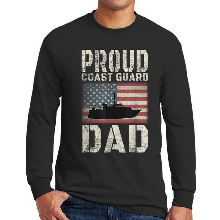 Proud Coast Guard Dad USCG American Flag T-Shirt Men Long Sleeve T-Shirt