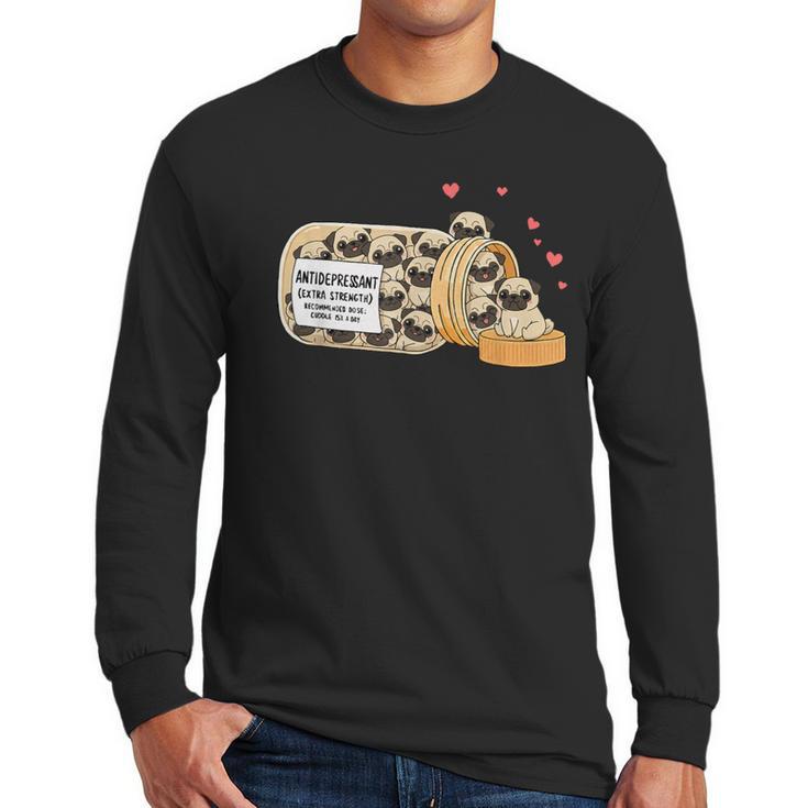 Pug Anti Depressant Mom Dad Kids Men Long Sleeve T-Shirt