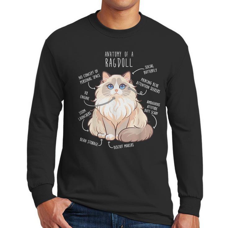 Ragdoll Cat Anatomy Cute Pet Mom Dad Cream Bicolor Men Long Sleeve T-Shirt