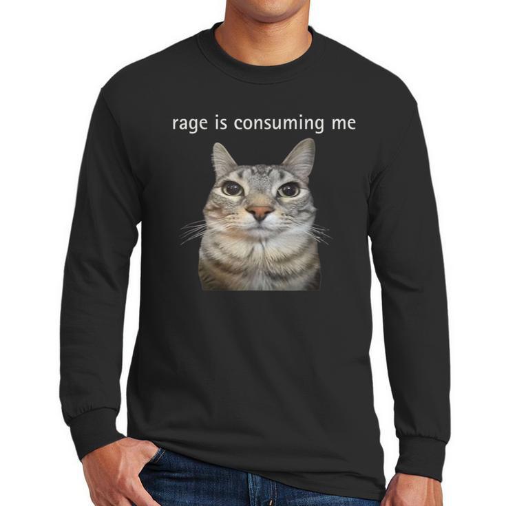 Rage Is Consuming Me Silly Staring Cat Meme Dad Mom Men Long Sleeve T-Shirt