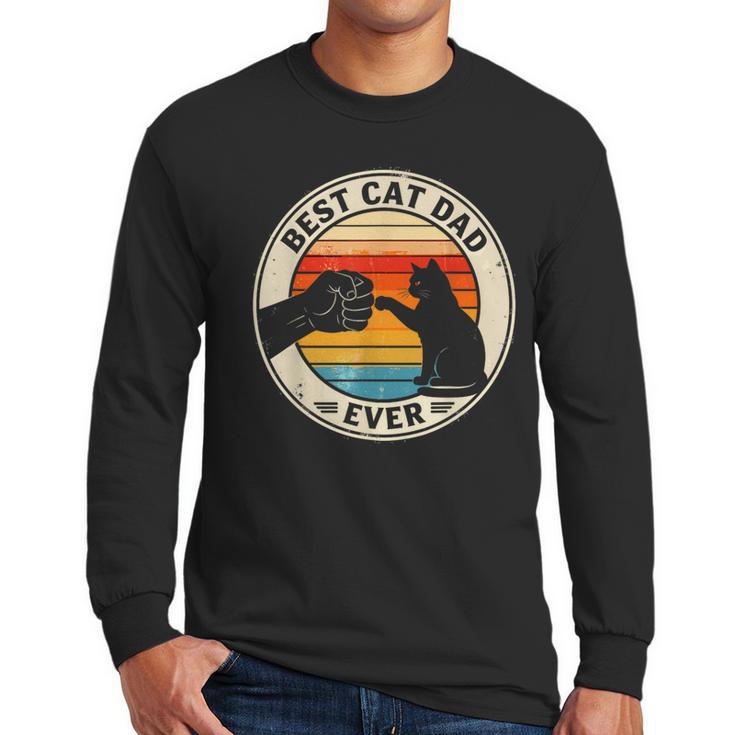 Retro Cat Dad Ever Cats Lovers For Men Women And Kids Men Long Sleeve T-Shirt