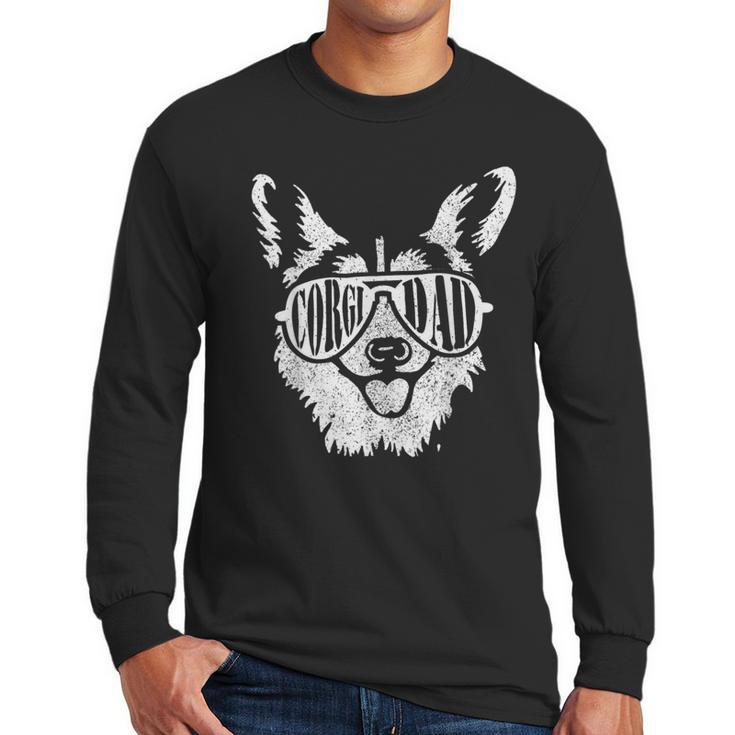 Retro Corgi Dad Dog Owner Pet Welsh Corgi Fathers Day Men Long Sleeve T-Shirt
