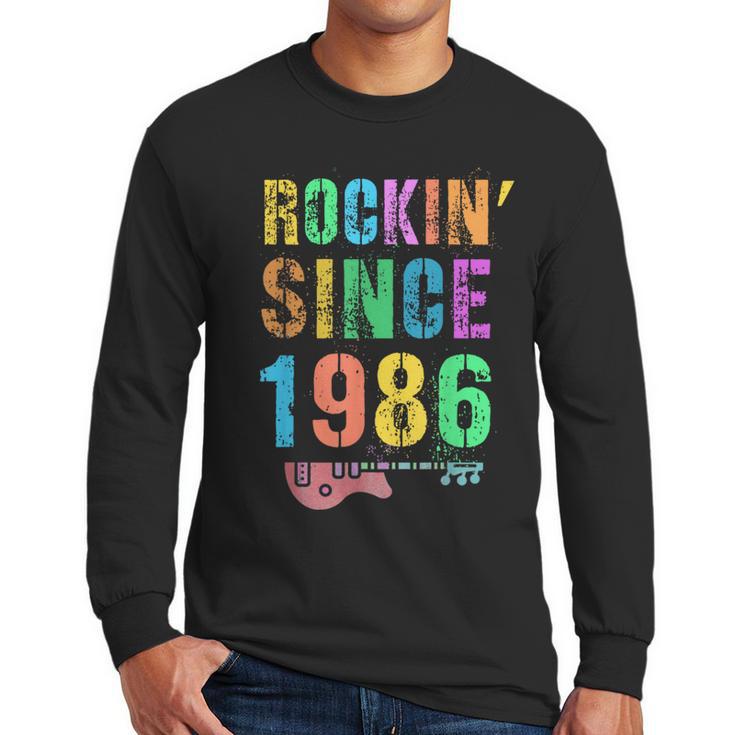 Rockin' Since 1986 Vintage Rockstar 40th Birthday Mom Dad 40 Men Long Sleeve T-Shirt