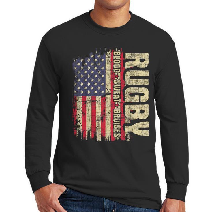 Rugby Blood Sweat Bruises Rugby Player Coach Dad Mom Men Long Sleeve T-Shirt