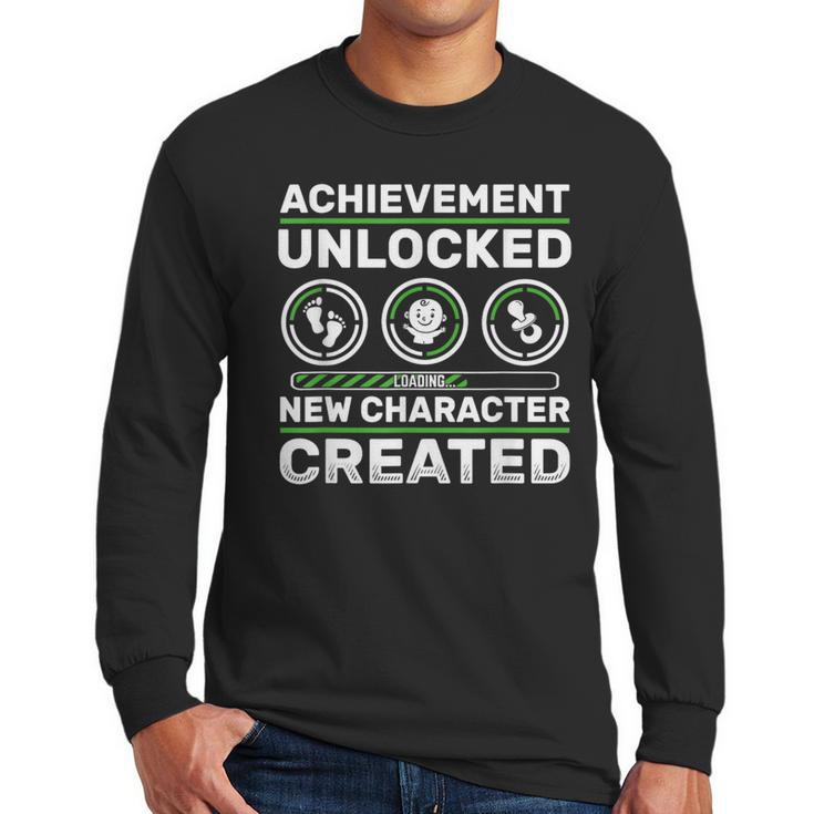 Schwangerschaft Verknden Geschenk Zocker New Character Created Pregnancy Announcement Dad Gamer Men Long Sleeve T-Shirt