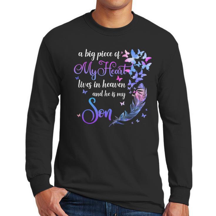 My Son Lives In Heaven Memorial Quotes Love Mom Dad Matching Men Long Sleeve T-Shirt