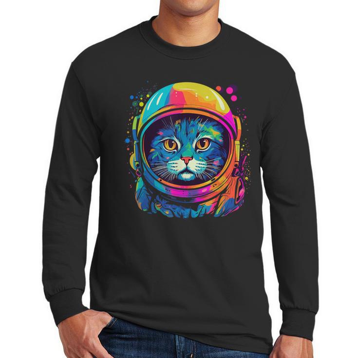 Space Cat Mom Cat Dad Men Women Kids Astronaut Space Men Long Sleeve T-Shirt