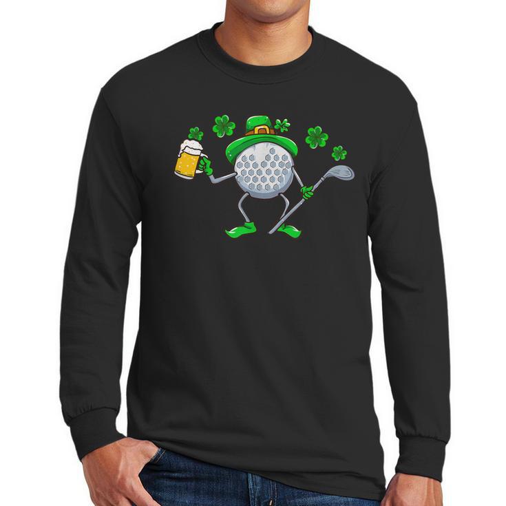 St Patricks Day Golf Golfing Irish Golfer Beer Humor Men Dad Men Long Sleeve T-Shirt