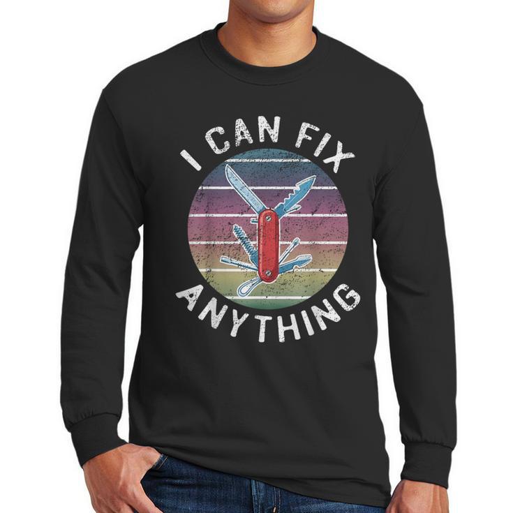 Swiss Army Knife DIY Dad Fathers Day Fix Anything Handyman Men Long Sleeve T-Shirt