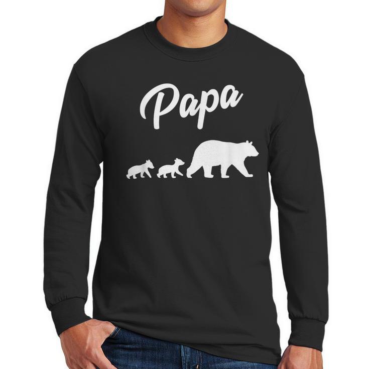 Twin Dad Papa Bear Two Cubs 2 Kids Men Long Sleeve T-Shirt