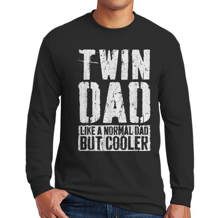 Twin Dad Shirt Men Dad Of Twins Fathers Day Men Long Sleeve T-Shirt