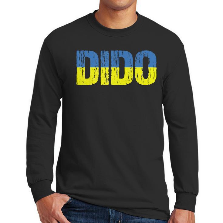 Ukrainian Dido Grandfather Dad Ukraine Flag Distressed Men Long Sleeve T-Shirt