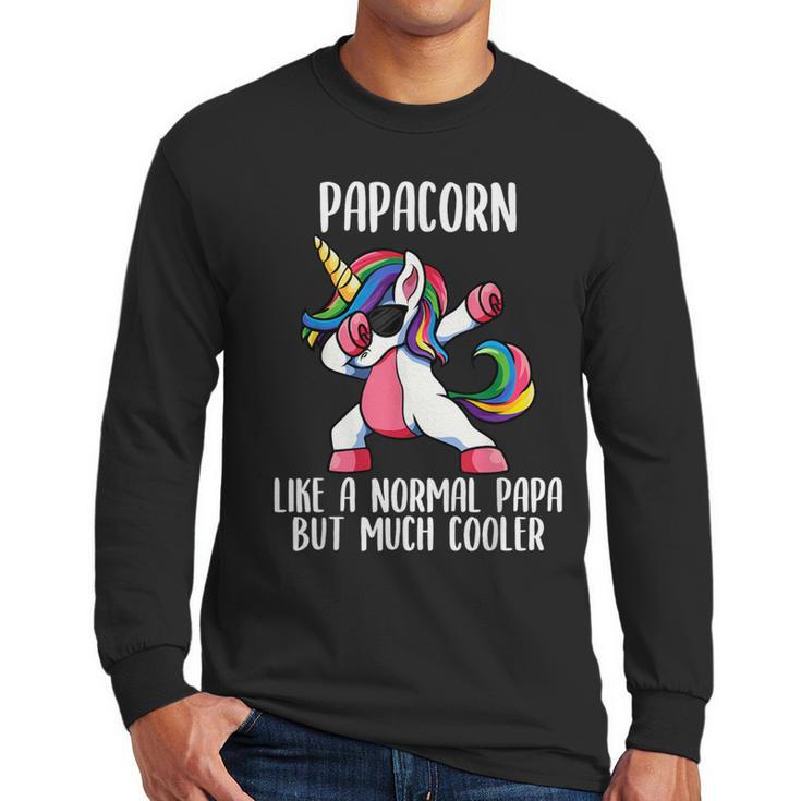 Unicorn Dad Girl Birthday Party Clothing Papacorn Men Long Sleeve T-Shirt