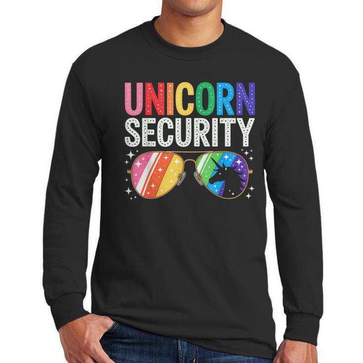 Unicorn Security Birthday Family Halloween Costume Mom Dad Men Long Sleeve T-Shirt