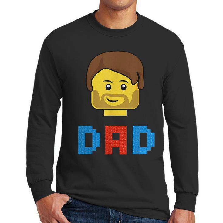 Unique Family Dad Master Builder Building Bricks Blocks Men Long Sleeve T-Shirt
