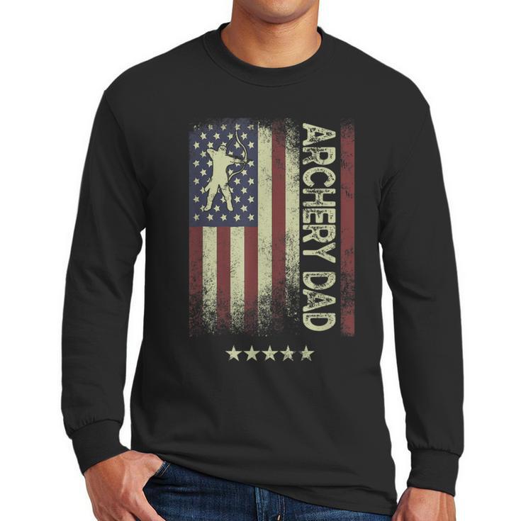 USA American Flag Archery Dad Men Long Sleeve T-Shirt