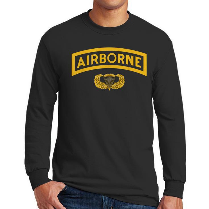 Vintage Airborne Veteran Paratrooper For Men Dad T-Shirt Men Long Sleeve T-Shirt