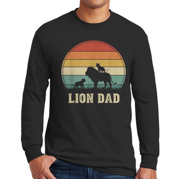 Vintage Lion Dad Father Grandpa Father's Day Men Long Sleeve T-Shirt