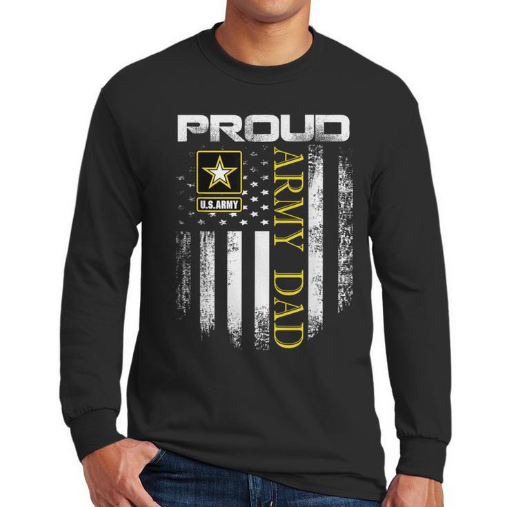 Vintage Proud Army Dad With American Flag Men Long Sleeve T-Shirt