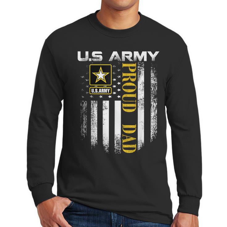 Vintage US Army Proud Dad With American Flag Men Long Sleeve T-Shirt