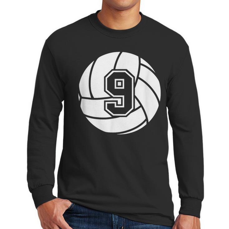 Volleyball Player 9 Volleyball Mom Dad Jersey Number 9 Men Long Sleeve T-Shirt