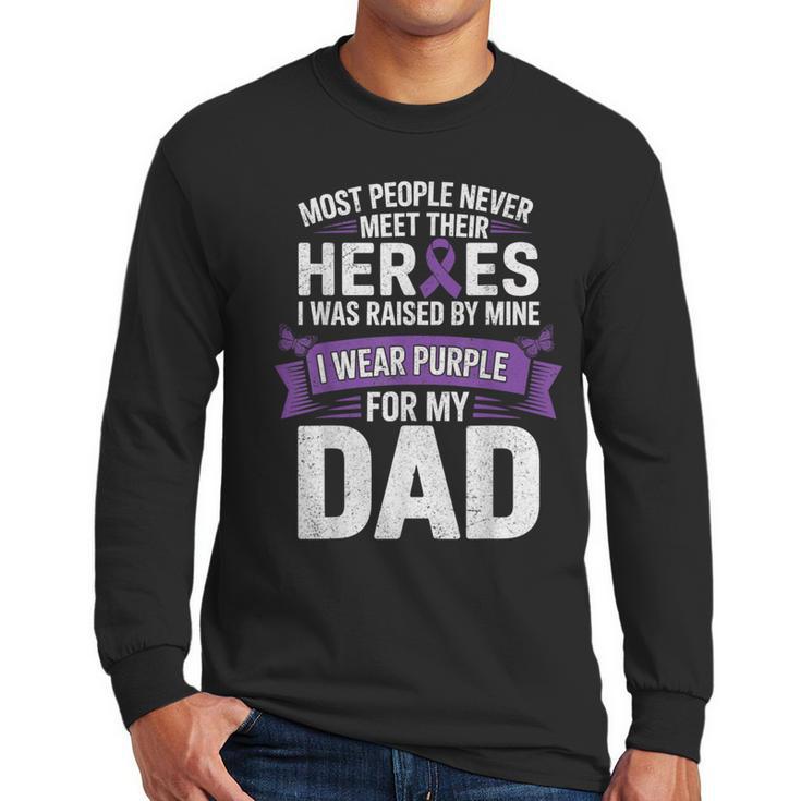 I Wear Purple For My Dad Pancreatic Cancer Support Men Long Sleeve T-Shirt