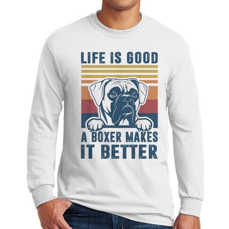 Boxer Dog For Men Women Boxer Dog Dad Mom Small Men Long Sleeve T-Shirt