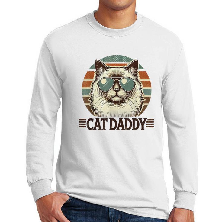 Cat Daddy Cool Ragdoll Cat Father's Day Retro Cat Dad Men Long Sleeve T-Shirt