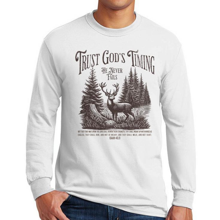 Christian Jesus Bible Verse Deer Elk Buck Hunting Dad Hunter Men Long Sleeve T-Shirt