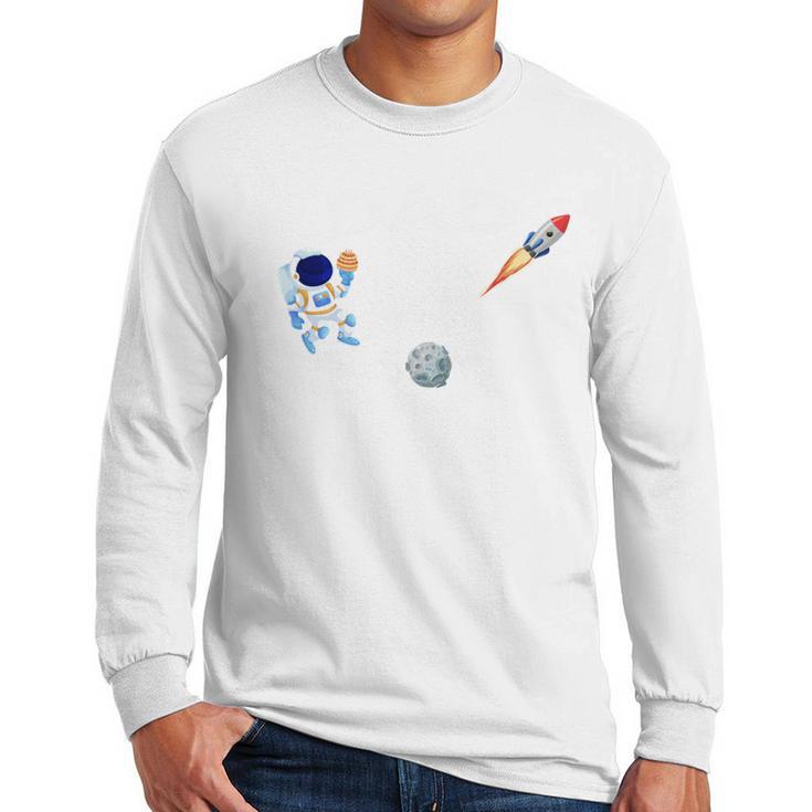 Dad Of The Birthday Boy Space Astronaut Birthday Family Men Long Sleeve T-Shirt