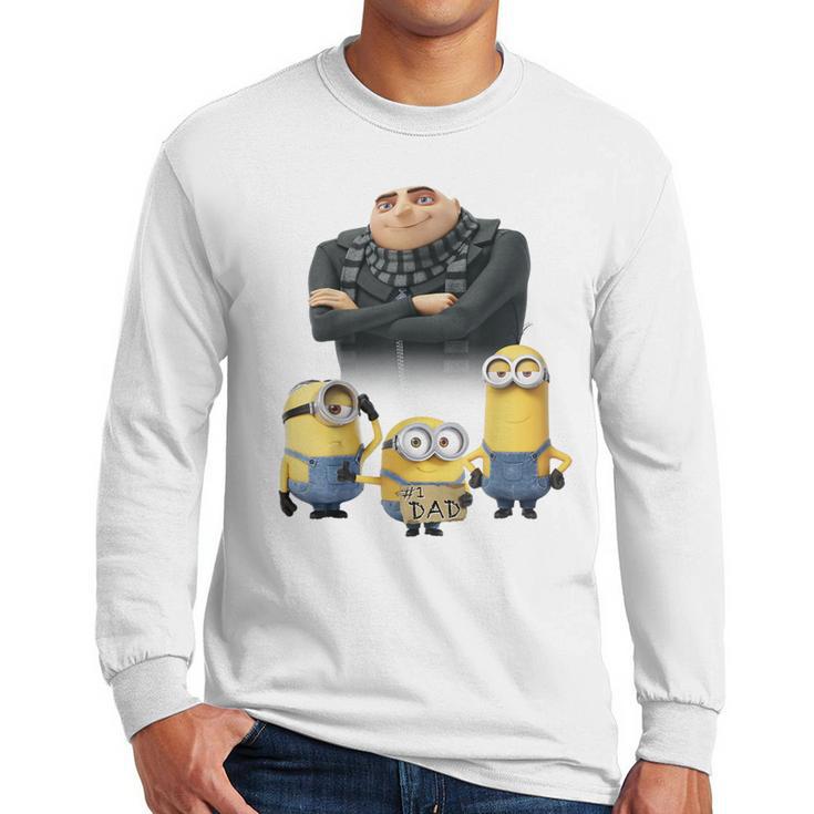 Despicable Me Minions Father's Day 1 Dad Cardboard Sign Men Long Sleeve T-Shirt