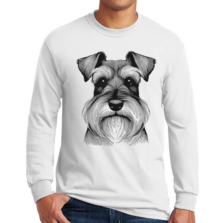 Dog Fingerprint Miniature Schnauzer Dad Mom Men Long Sleeve T-Shirt