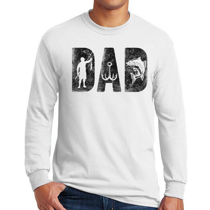 Fishing Dad Birthday Classic Bold Font Fish Daddy Men Long Sleeve T-Shirt