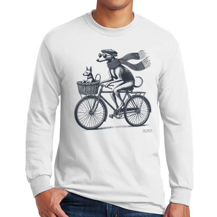 Italian Greyhound Whippet Bicycle Cycling Dog Mom Iggy Dad Men Long Sleeve T-Shirt