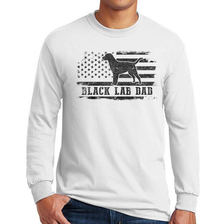 Lab Dad Distressed American Flag Patriotic Dog Men Long Sleeve T-Shirt