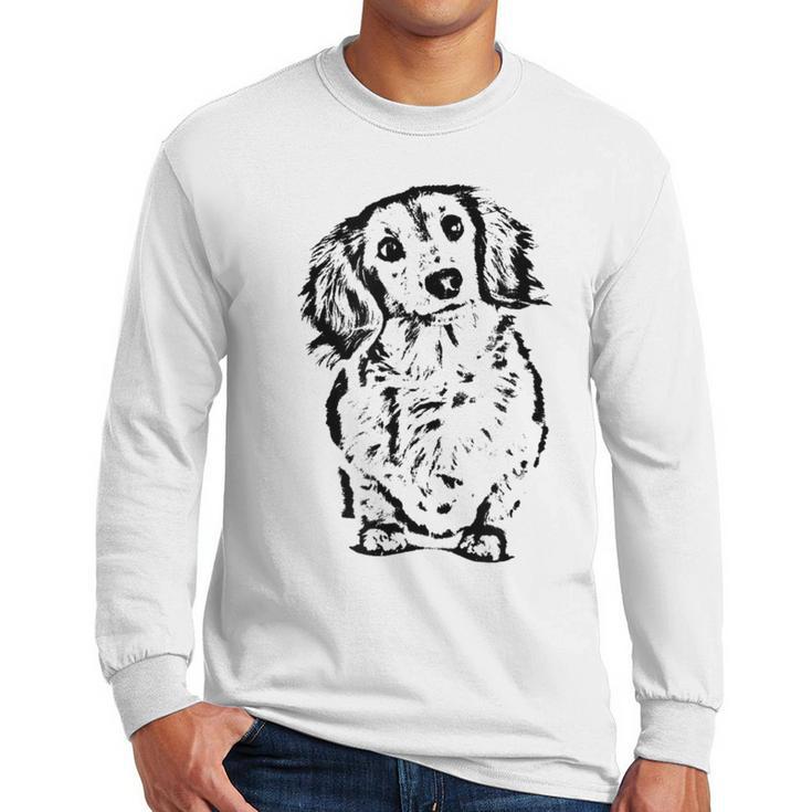 Long Hair Dachshund Lover Doxie Mom Dad Cute Wiener Dog Small Men Long Sleeve T-Shirt