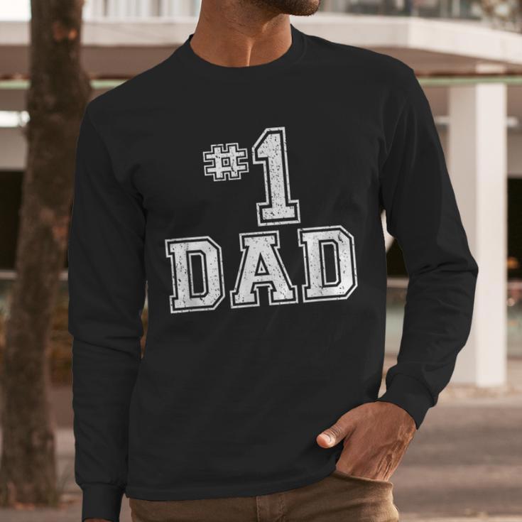 1 Dad Number One Father's Day Vintage Style Men Long Sleeve T-Shirt