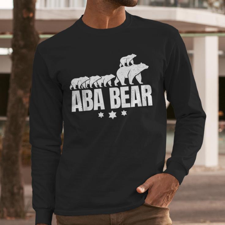Aba Bear For Jewish Dad With Four Kids On Father's Day Men Long Sleeve T-Shirt Aba Bear For Jewish Dad With Four Kids On Father's Day Men Long Sleeve T-Shirt