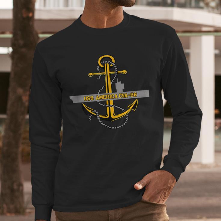 Aircraft Carrier USS America CVA-66 Veterans Day Dad Son Boy Men Long Sleeve T-Shirt