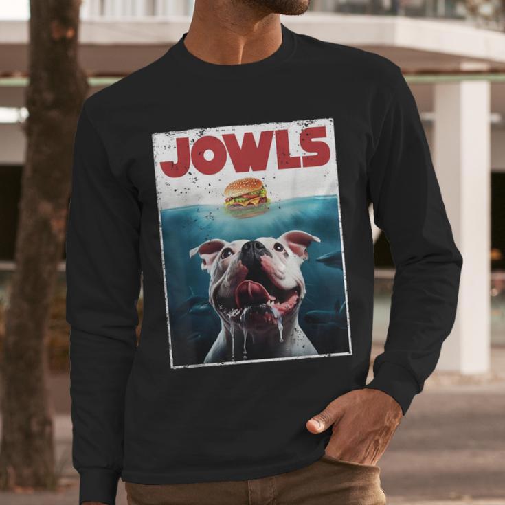 American Bulldog Jowls Burger Bully Dog Mom Dog Dad Men Long Sleeve T-Shirt
