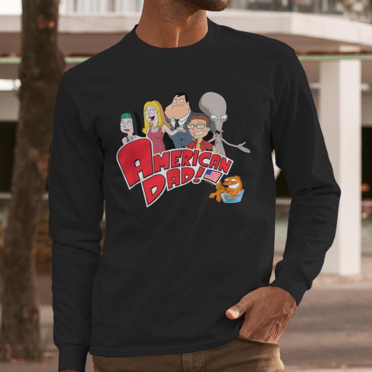 American Dad Show Logo With Family Cartoon Men Long Sleeve T-Shirt