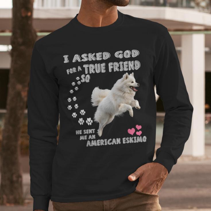 American Eskimo Dog Mom Eskie Dad Art Eskie Lover Quote Men Long Sleeve T-Shirt