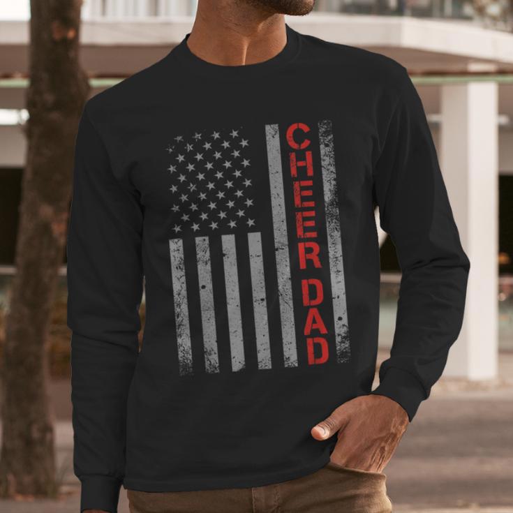 American Flag Cheer Dad Vintage Patriotic Father Cheerleader Men Long Sleeve T-Shirt