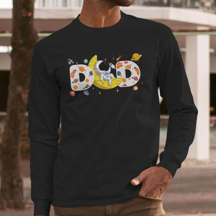 Astronaut Dad Space Birthday Planets Party Matching Family Men Long Sleeve T-Shirt