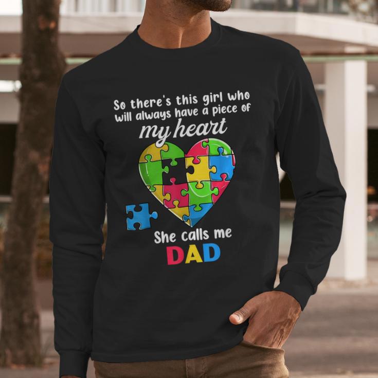 Autism Dad Of Autism Daughter Daddy Shirts Autistic Support Men Long Sleeve T-Shirt