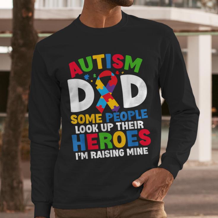 Autism Dad Puzzle Ribbon Proud Son Hero Autism Awareness Men Long Sleeve T-Shirt